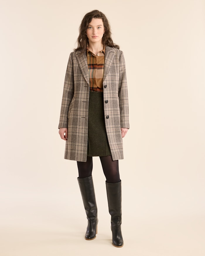 WOMEN'S PLAID LOMBARD WOOL WALKER COAT